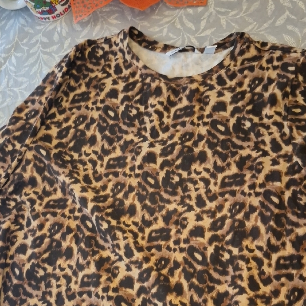 Isaac Mizrahi Brown Leopard Print Blouse